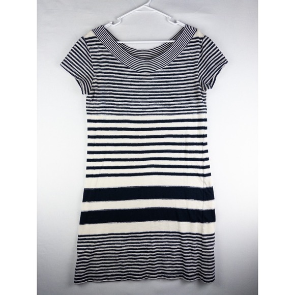 Anthropologie Dresses & Skirts - Maeve Anthropologie Dress‎ Womens M Striped Lined Midi Knee Shirt Black White